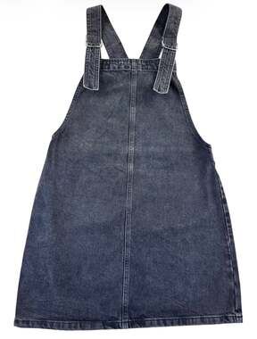 Topshop Women's Black Denim Pinafore Overall Dress